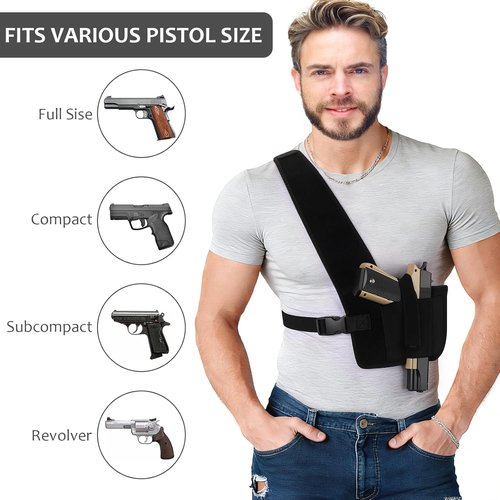 Accmor Concealed Carry Shoulder Holster - Universal Neoprene Gun Holster for Men & Women | Fits 1911, Glock 19, Sig P365