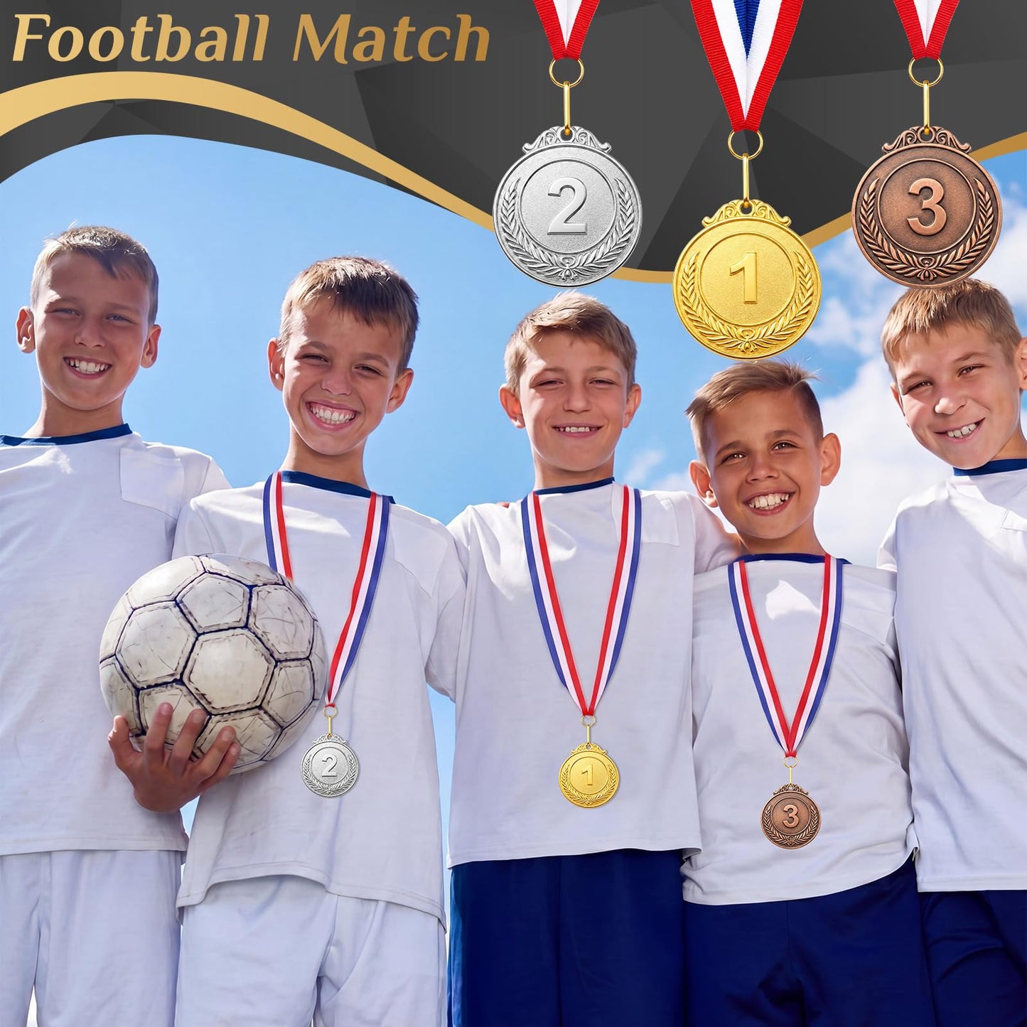 Kigeli 90 Pcs Gold Silver Bronze Award Medals, Winner Award Medals with Neck Ribbon, 1st 2nd 3rd Prizes for Kids, Adults, Competitions, Sports, Spelling Bees, 2 Inches