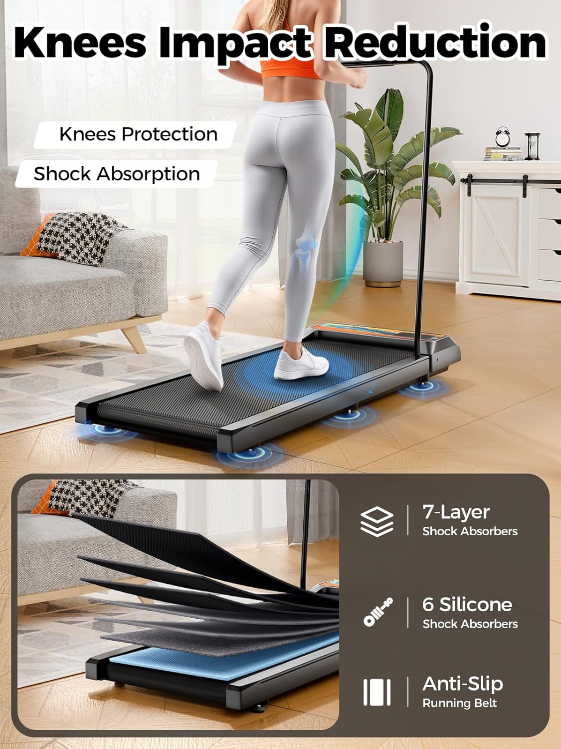 Skiennix Walking Pad Treadmill - 10% Incline for Enhanced Home Workouts