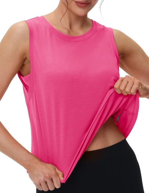 MAGCOMSEN Women's Athletic Crop Tank Top - Quick Dry, Moisture-Wicking Sleeveless Design for Yoga & Gym