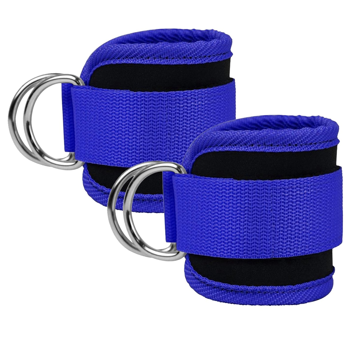 EastyGold Ankle Straps Ankle Bands Wrist Cuffs Padded Straps Adjustable Fitness Glute Kickback D-Ring for Cable Machine Gym Foot Leg Training Brace Support 1 Pair (Blue)