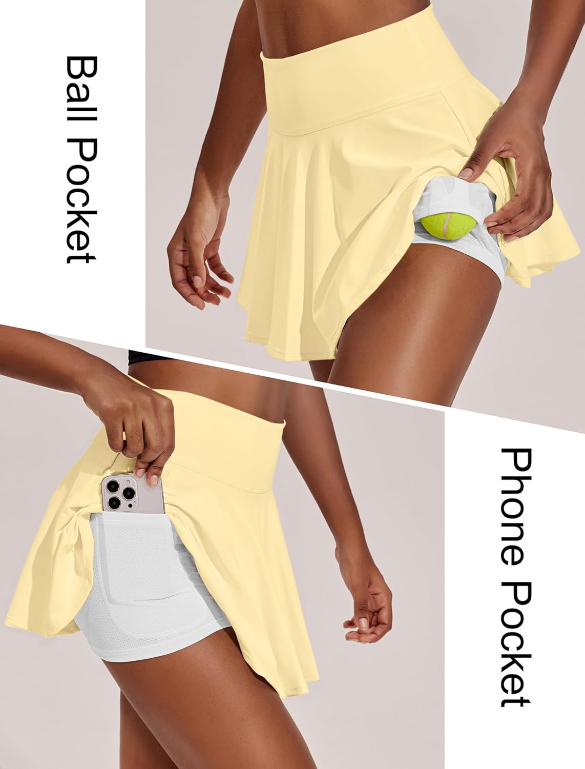 PINSPARK Women's Tennis Skirt - Pleated Athletic Skort with Pockets | High Waisted Golf Skirt for Workout & Pickleball