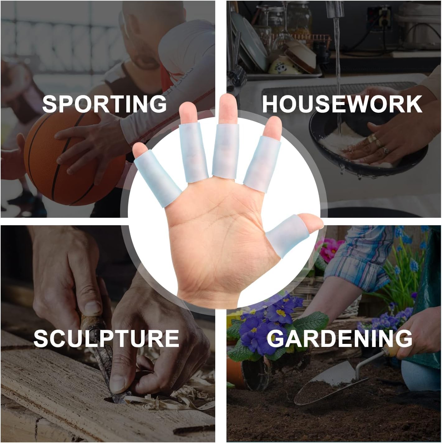 Sumifun Gel Finger Protector, 10 Pcs Silicone Finger Sleeves for Corns, Fingernails Loss, Friction Pain Relief, Blue