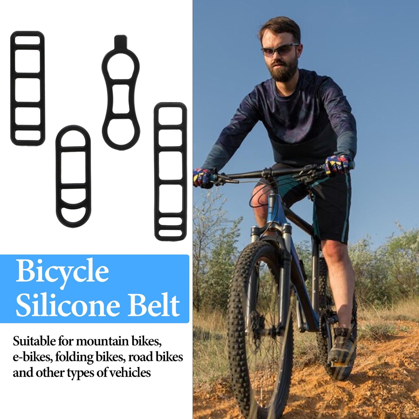 QfwdfcTrenz 40Pcs Bicycle Light Silicone Straps Bike Silicone Mount Band with Hooks Rubber Light Strap Replacement Strap Black Handlebar Bands for Most Bicycle Lights Sets