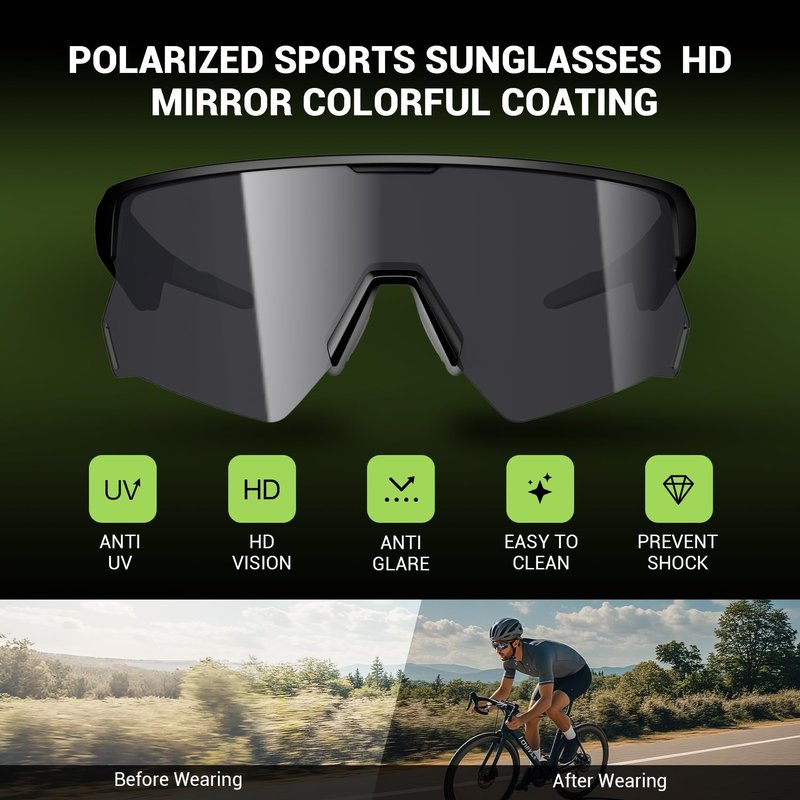 Blackview Bluetooth Sunglasses, UV400Protection, Bult in Mic & Speakers, Voice Assistant Compatible, 5.4 Bluetooth, Polarized Lens for Outdoor Activities