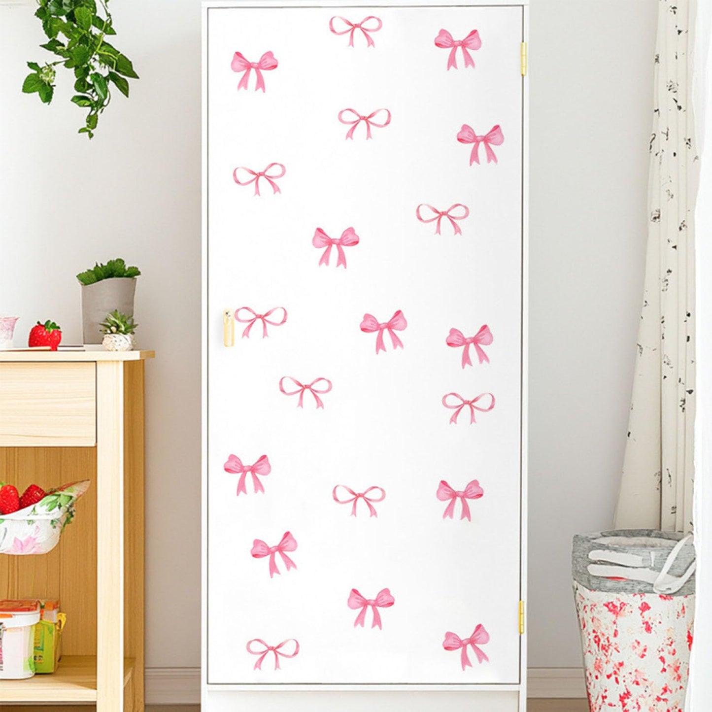 Arawat 8Sheet/80pcs Pink Bowtie Wall Stickers and Decals for Bedroom and Bathroom Bow Room and Wall Decor Coquette Room Decor for Bedroom Bow Sticker