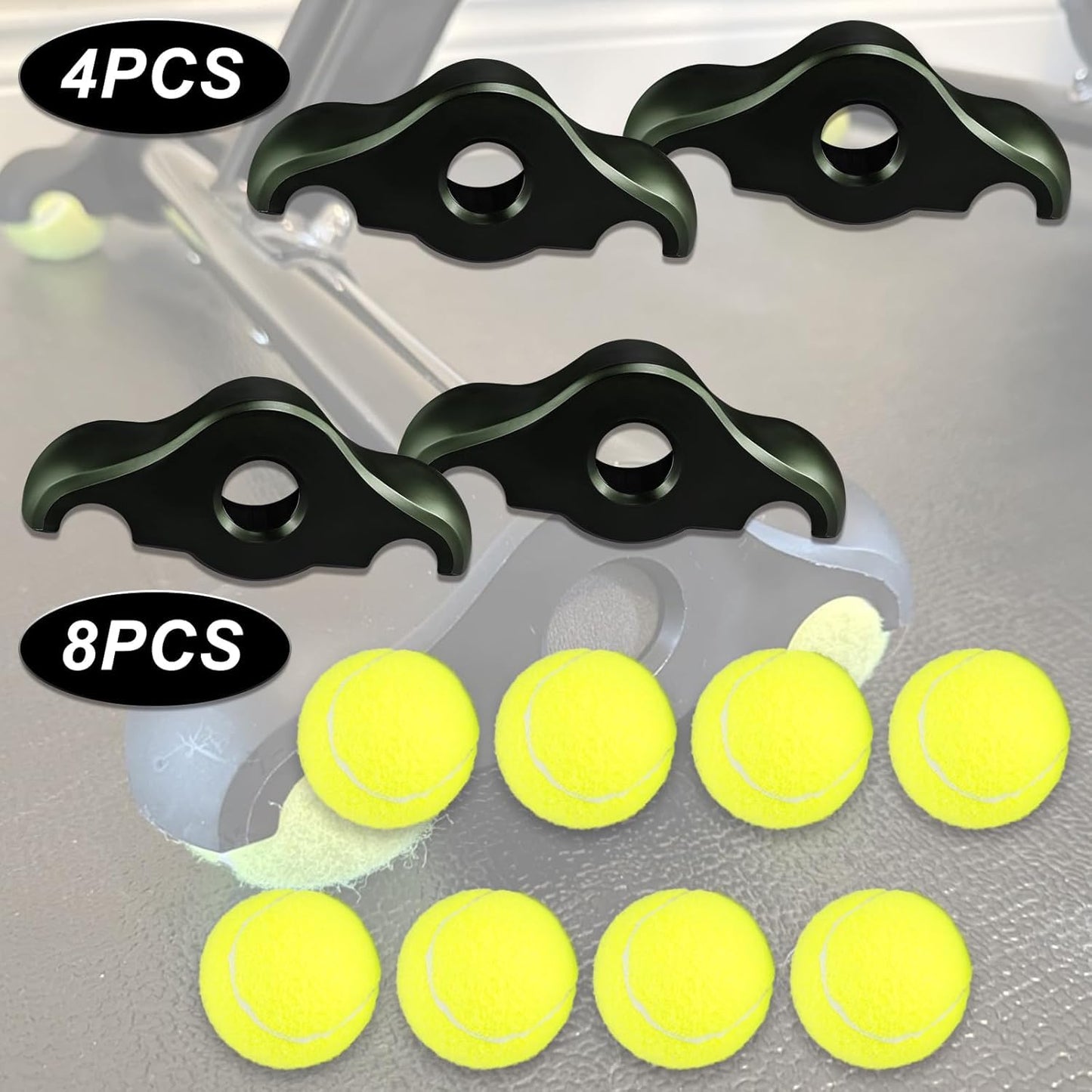 4 Pieces Rocker Feet Adapter Set Indoor Trainer Exercise Cycling Feet Mat Indoor with 8 Pieces Tennis Balls