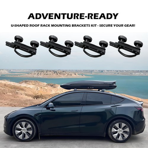 4PCS U-Bolt Roof Rack Mounting Brackets,Durable Roof Rack Clamps Kit with Straps & Nuts Provide Firm Fixation for Roofs Box,Professional Car Accessories Roofs Racks Brackets