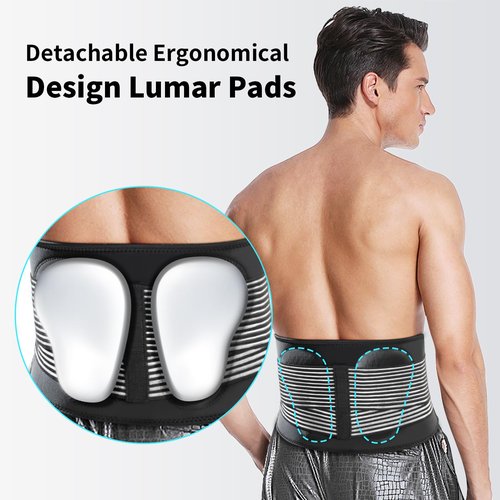 AllyFlex Sports® Back Brace Lower Back Pain Relief - Back Brace for Women and Men Under Clothes Lower Lumbar Support to Improve Posture - L