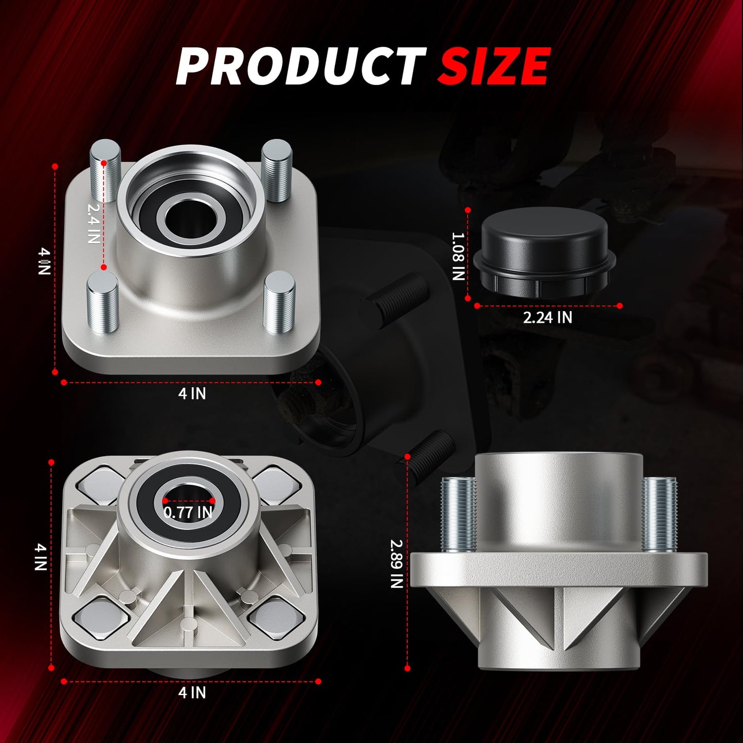 CASISPRO Golf Cart Front Wheel Hub Assembly for Club Car DS & Precedent 2003-Up, Club Car Front Wheel Bearing Hubs with Dust Cover, OEM# 102357701, 2PCS