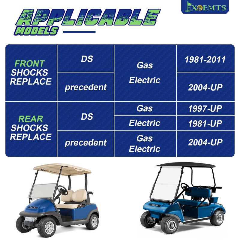 Club Car Shocks, Golf Cart Front Rear Shocks for Club Car DS 1988-up, Precedent 2004-up Gas & Electric Models, Golf Cart Shocks Absorbers, Replaces OEM #1014235 1015813 1010991 1014236, 4PCS