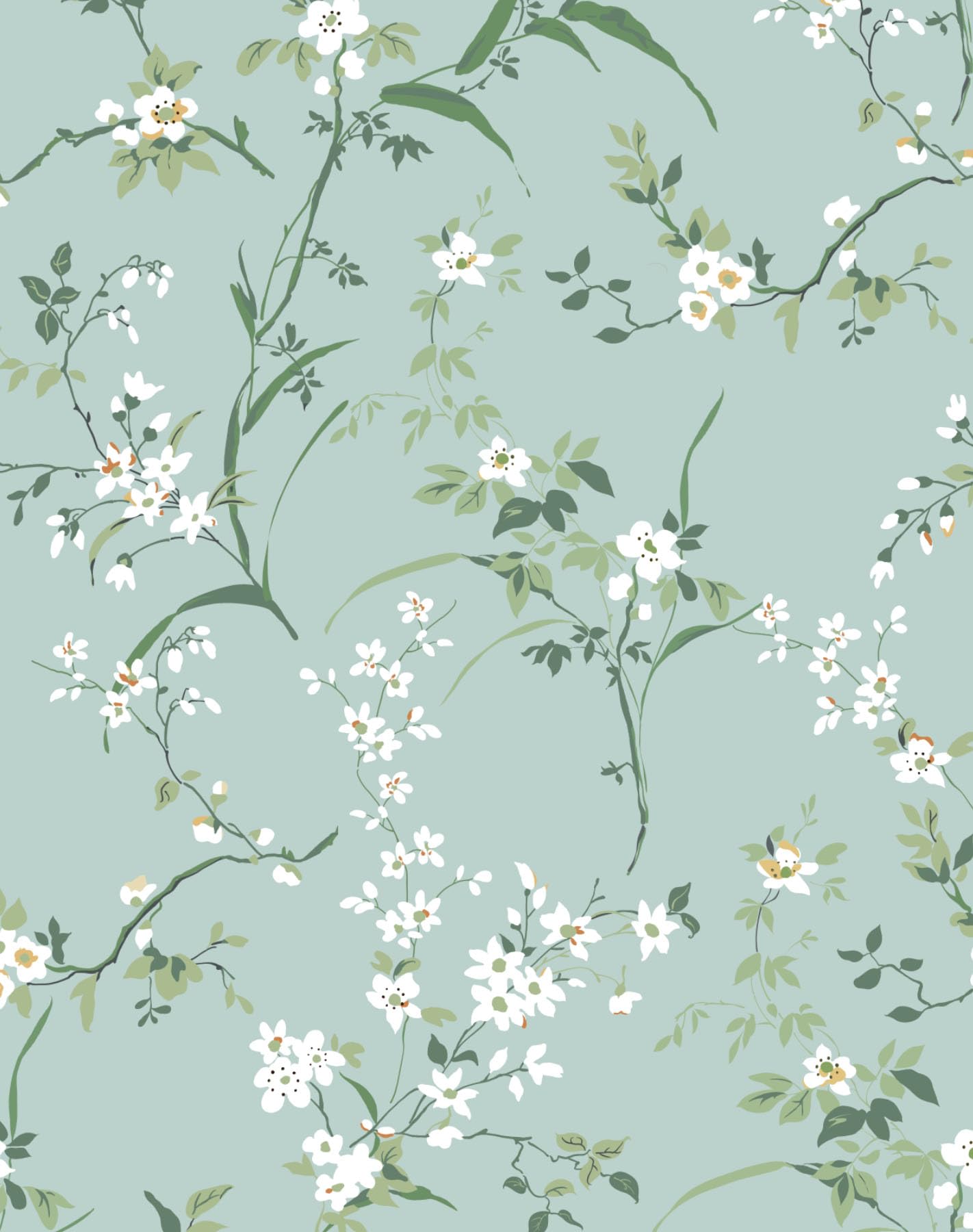 HomKihapai Peel and Stick Wallpaper Farmhouse Wild Floral Peel and Stick Wall Paper French Blue Wallpaper for Bedroom Stick on Mural Cabinets Contact Paper (Soft Blue, 17.7" X 78.74")