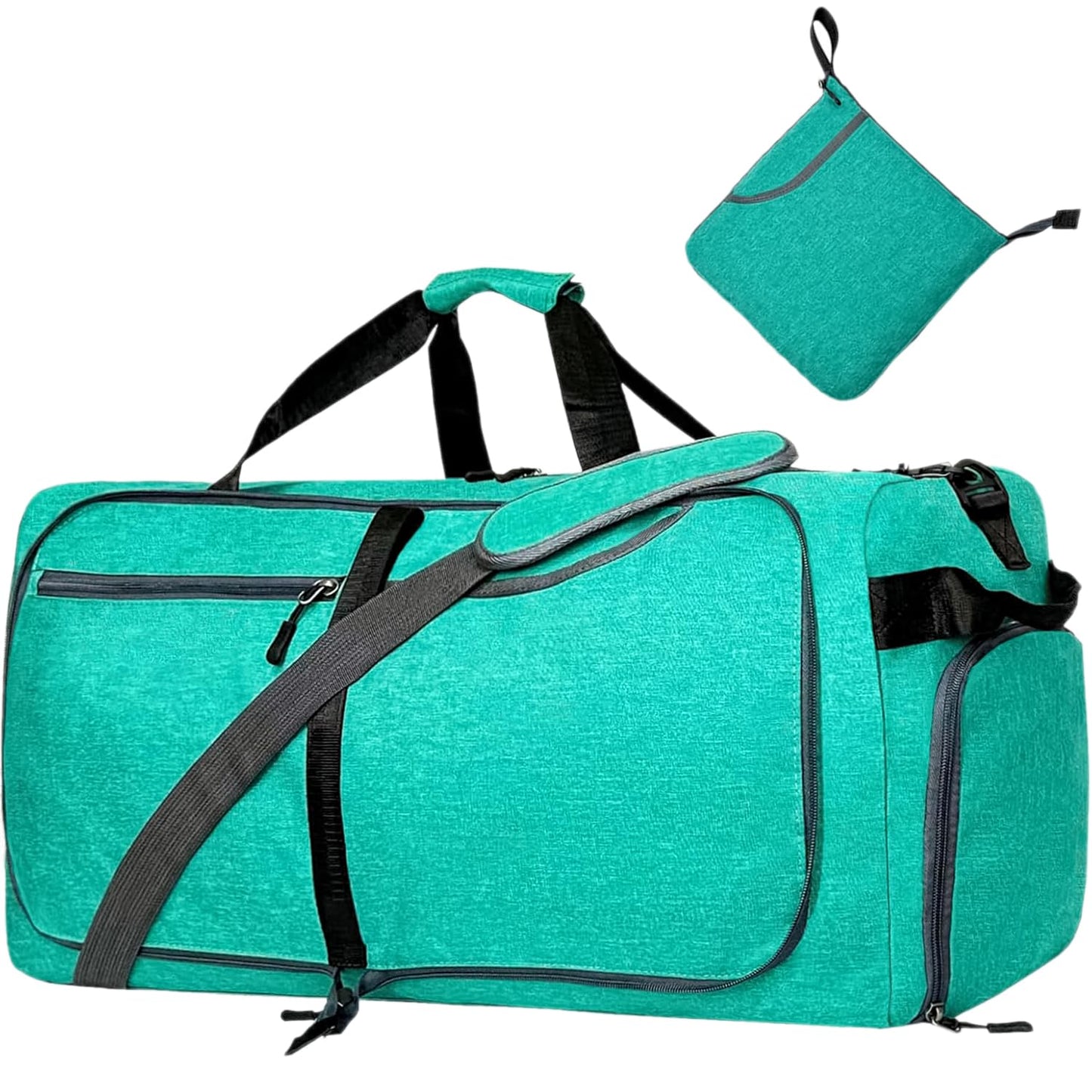 Travel Duffle Bag for Men, Large Foldable Duffel Bags for Traveling with Shoes & Wet Compartment Waterproof Weekender Gym Bag for Men Women(65LTeal)