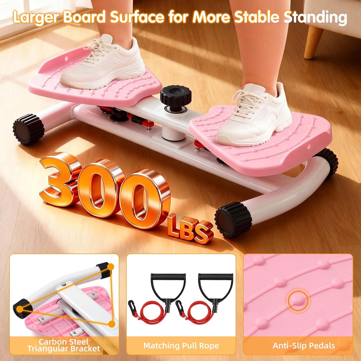 Waist Twister Machine Exercise, Ab Twister Board with 300 Lbs Weight Capacity, Adjustable Noiseless Twist Board for Exercise, Home Abs Exercise Equipment for Women/Men