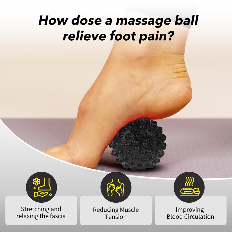 VOOOLO Plantar Fasciitis Night Splint Sock with Massage Ball for Tension Relief, Soft and Comfortable Foot Brace for Men and Women, Medium-Black