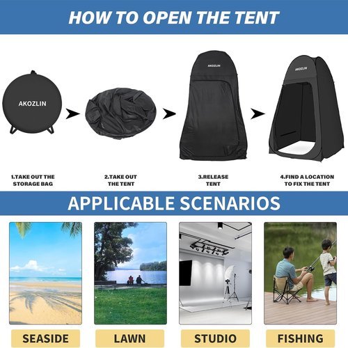 AKOZLIN Portable Pop Up Shower Privacy Shelters Instant Tent Dressing Changing Outdoor Camping Toilet Tent