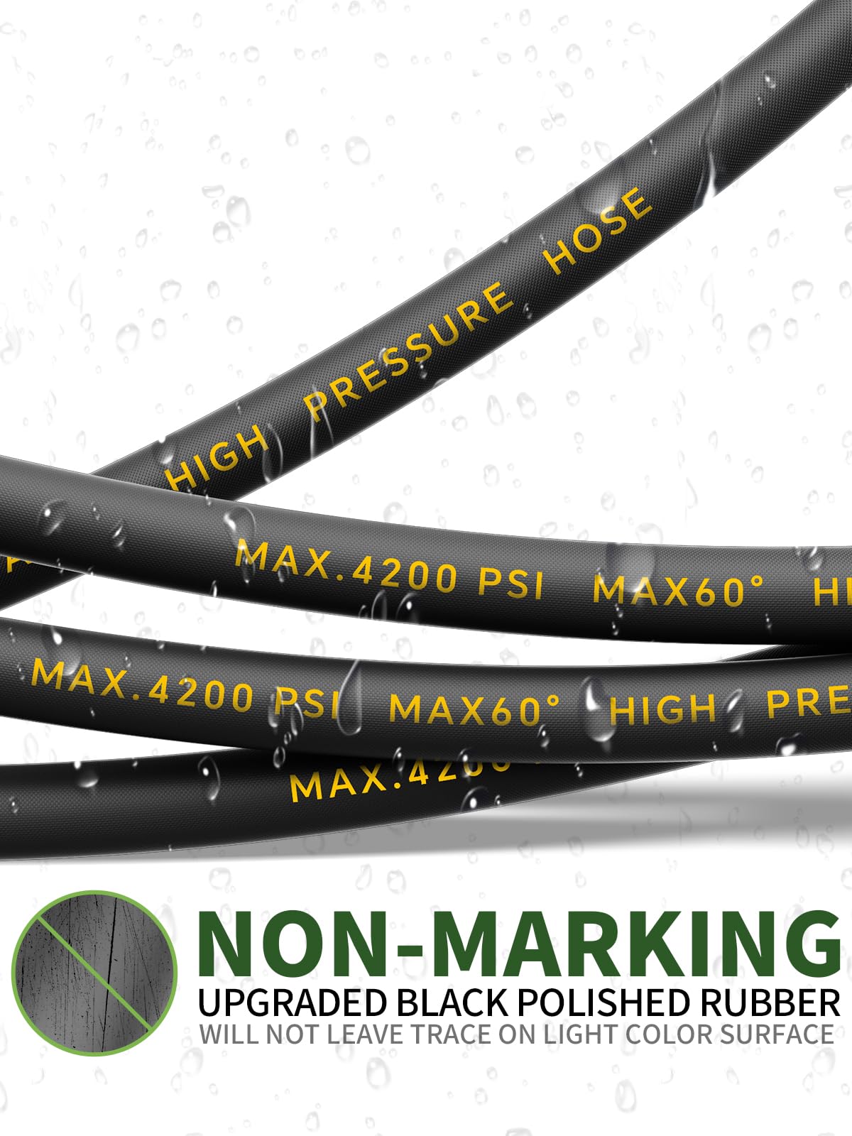 TechSweepPro 4200PSI Pressure Washer Hose 75FT with 3/8" Swivel Quick Connect for Cold/Hot Water, Kink Resistant Steel Wire Braided, Wear Resistant Power Washer Hose with 2 M22 14mm Adapter Set