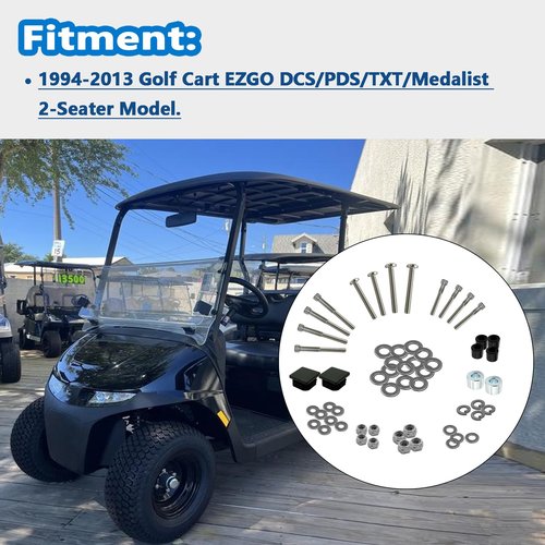 Beefento 75465G01 Golf cart Suntop Repair Kit for EZGO DCS/PDS/TXT/Medalist 2 Seater 1994-2013, Stainless Steel Screw Bushings Mounting Kit 75465-G01