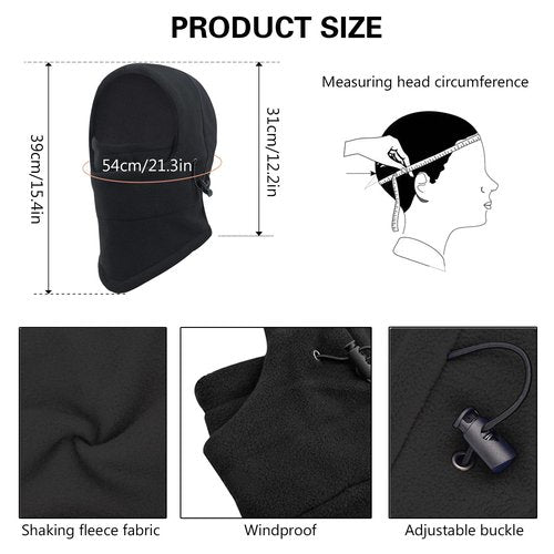 Vanolu Kids Balaclava Ski Mask Winter Fleece Hat for Boys Girls, Toddler Baby Winter Caps Baklava Face Masks Youth Warm Hood Black