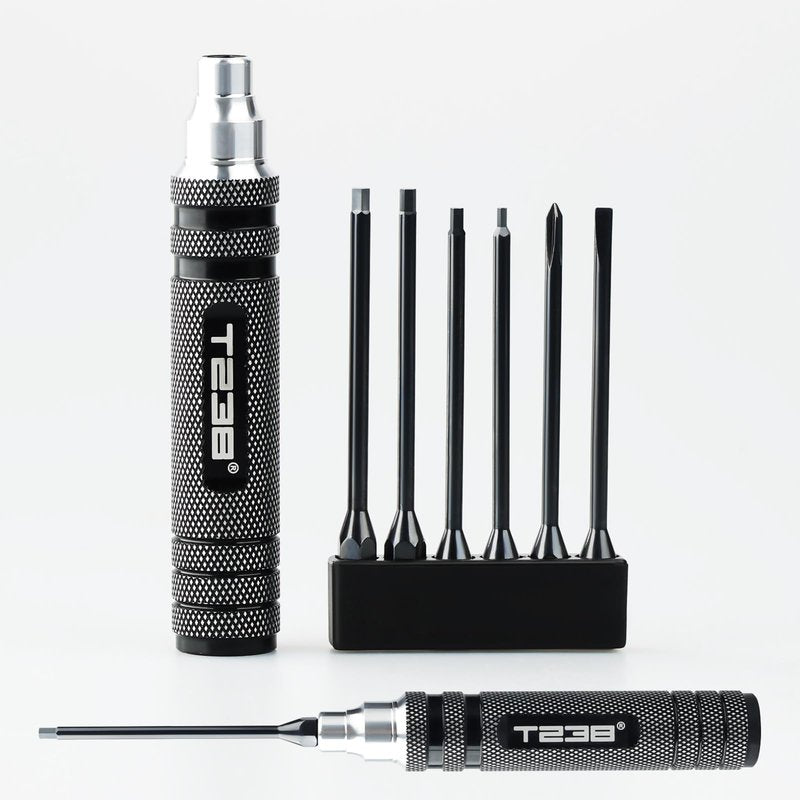 T238-Hex Screw Driver Set, Titanium Hexagon Screwdriver, for Airsoft Tool Multi-Axis FPV Racing Drone RC Quadcopter Helicopter Car Models（1.5MM/2.0MM/2.5MM/3.0MM / Slotted&Cross 3.0MM）