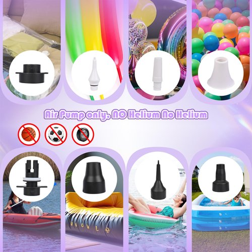 NuLink Balloon Pump 3-in-1 Electric Air Pump Dual Nozzle Blower for 260q Foil Latex Mylar Balloon Floats Mattress Compression Bag