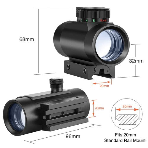 EZshoot Red Green Dot Sight Red Dot Scope Reflex Sight with Lens Cap 20mm/11mm Picatinny Rail Mount