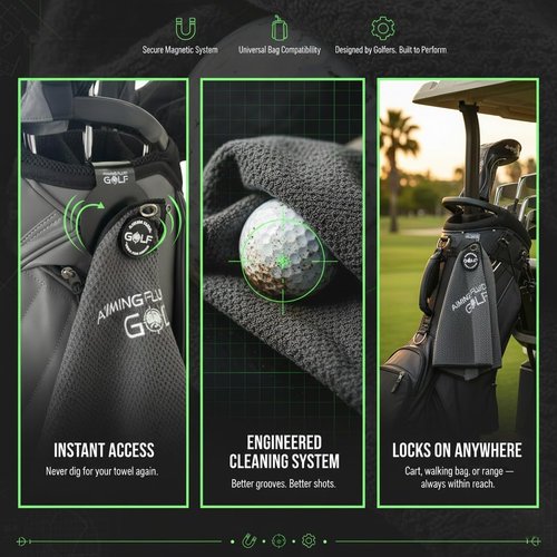 Magnetic Golf Towel & Landing Pad Bundle – Premium Microfiber Waffle Weave | Light-Duty Magnet | 3-Stage Cleaning System Universal Magnetic Docking Pad | 16"×24" Towel – Grey (Blue)