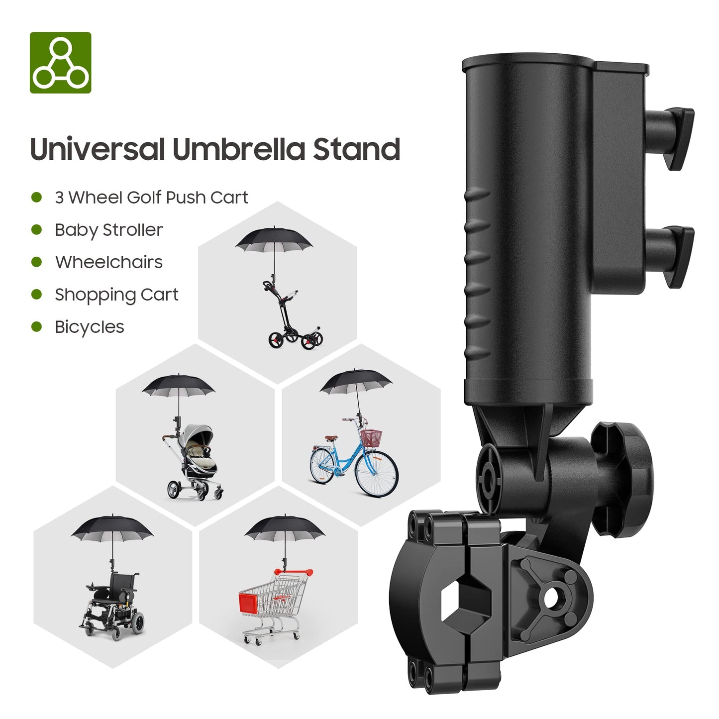 10L0L Golf Push Cart Umbrella Holder - 180 Degree Rotating Flag Mount for Golf Carts, Universal Adjustable Clamp for Yamaha/EZGO/Club Car, Includes USA Flag (Heavy Duty)