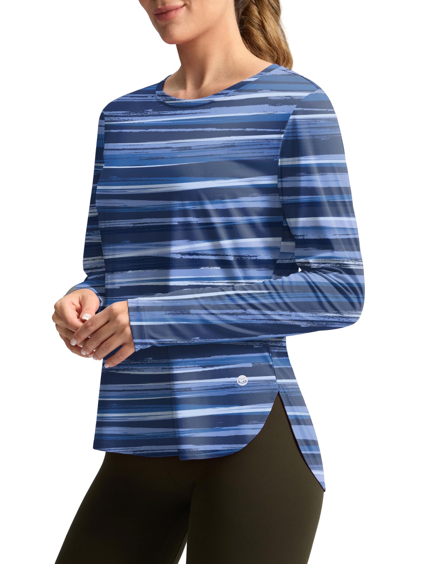 Women's Sun Shirts UPF 50+ Long Sleeve UV Protection Shirt Lightweight Quick Dry Workout Hiking Tops for Women(Ripple Blue,XL)