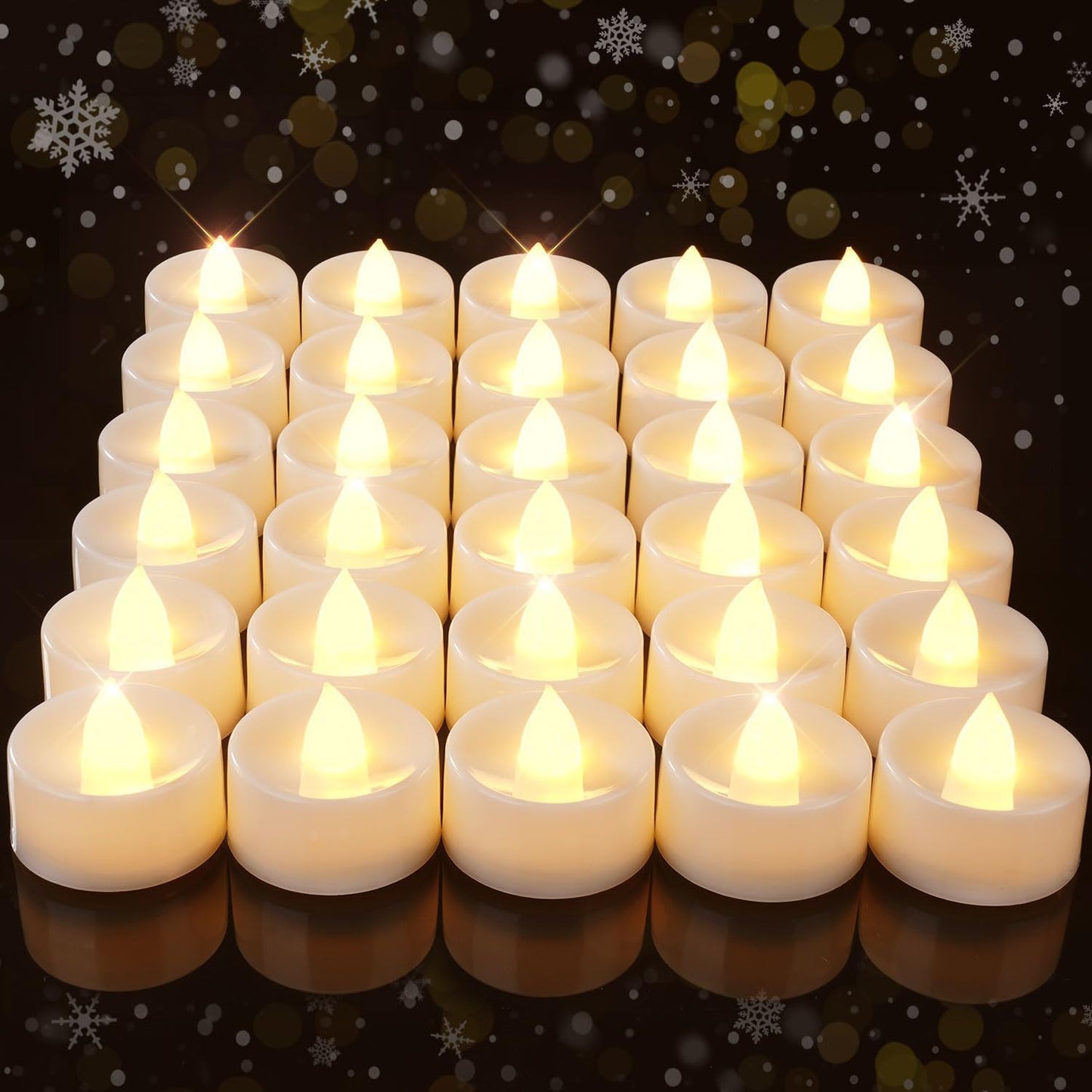 Amagic 50 Pcs Flickering Flameless Tea Lights Battery Operated, 200+ Hours Long Lasting Electric Candle for Wedding Table Centerpiece, Home Decor, Gift, Holiday Decor