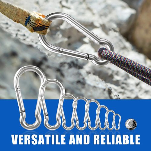 Small Carabiner Clip Hooks, 32pcs 2.36 inch Carabiners Heavy Duty, Galvanized Iron Spring Snap Hook Fits Camping Hiking, Metal Clips for Keychain Keys Rings