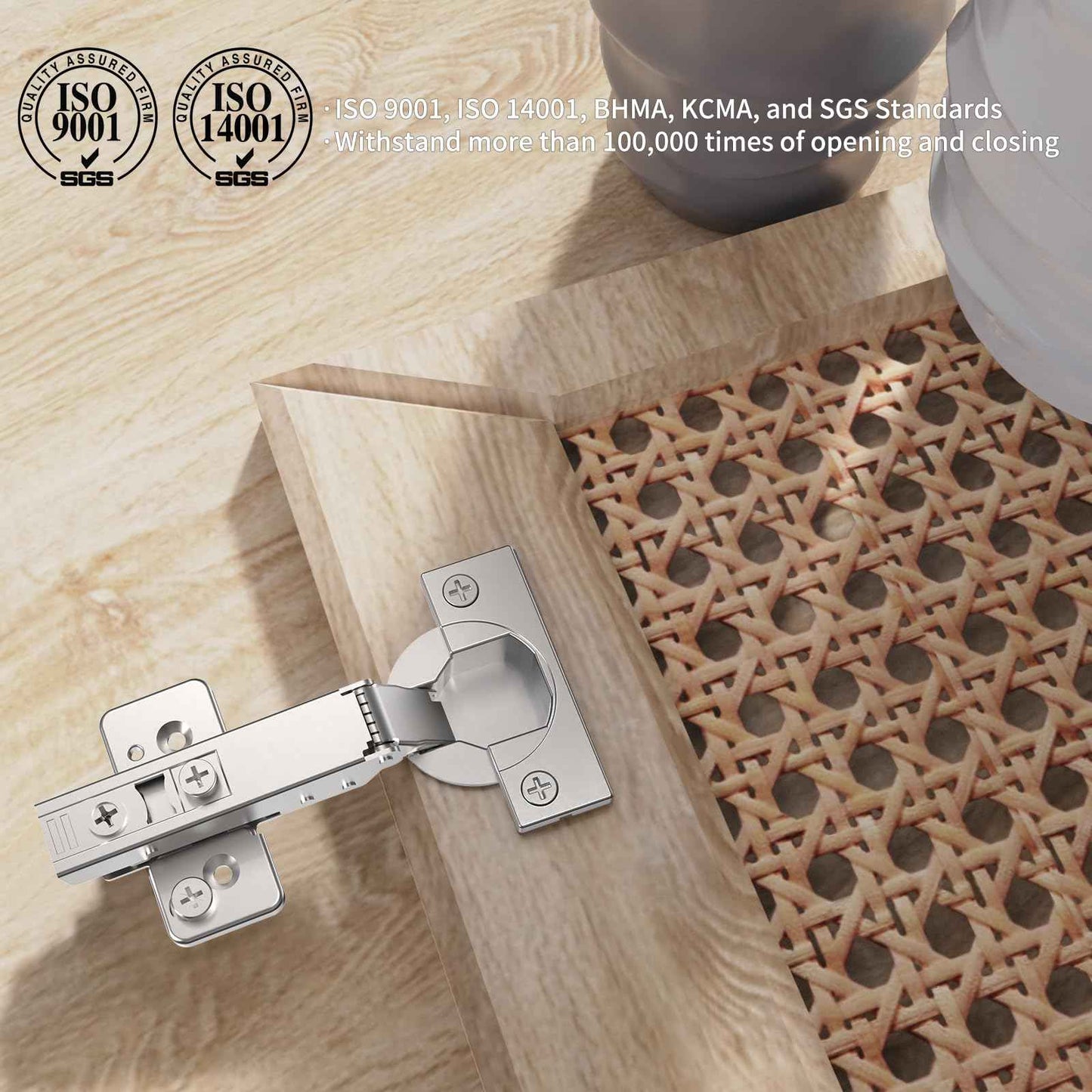 Chibery 60 Pack Frameless Full Overlay Soft Close Concealed Hinges, Satin Nickel, Self Closing, 105° Open Angle 3D Adjustment, Stop 85 ＆ 105 Degrees, Clip On, Stainless Steel for Cabinet Door