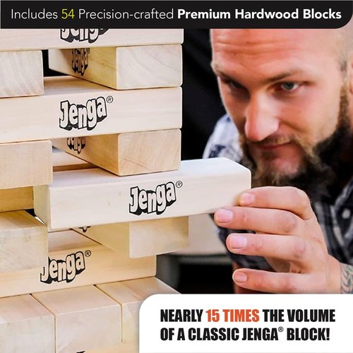 Jenga GIANT Hardwood Blocks - Stacks Over 5 Feet - Officially Licensed Game | Perfect for Family Fun
