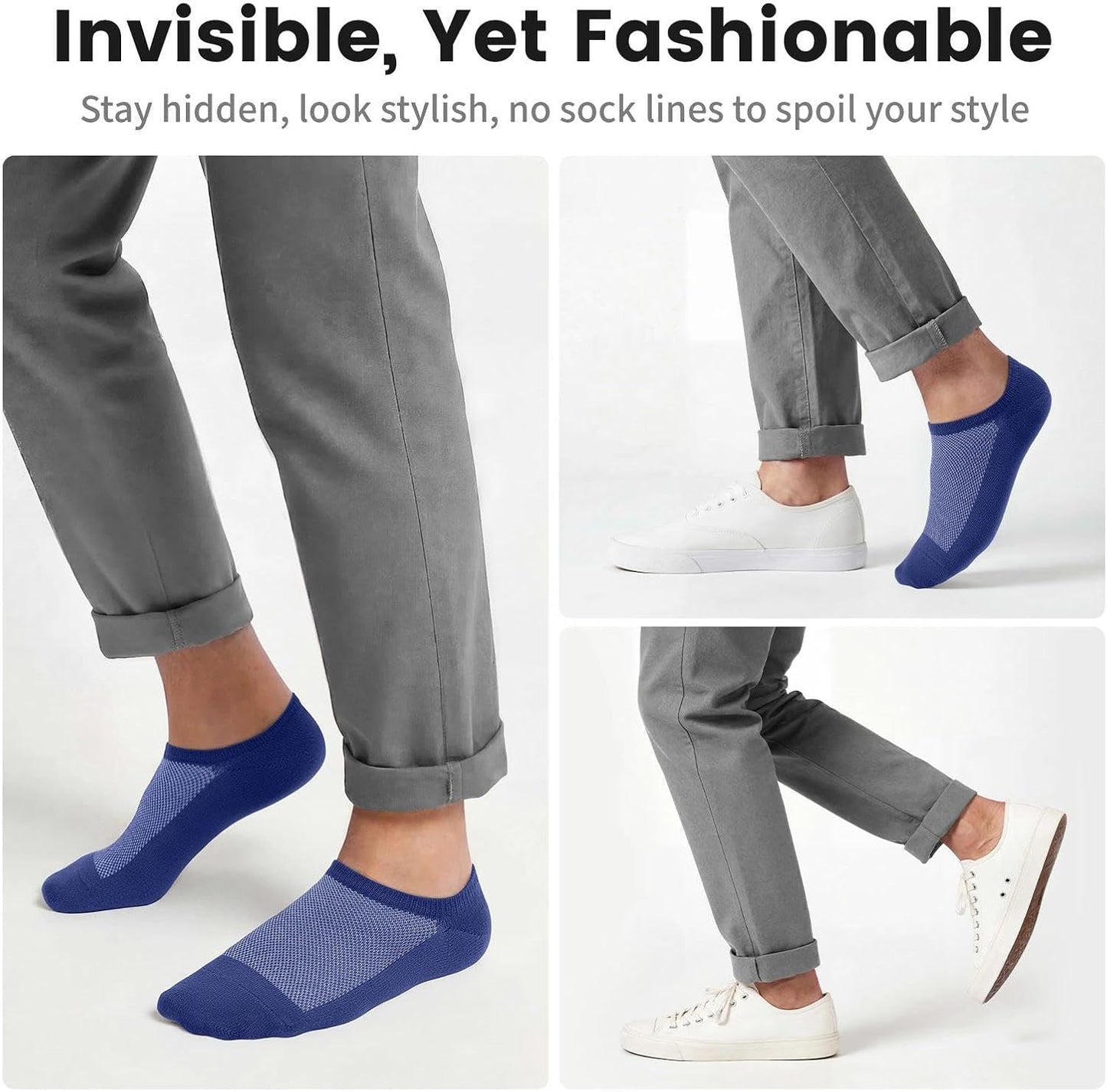 Wernies No Show Socks for Men - Low Cut Ankle Cotton Socks with Non-Slip Grips | Sizes 6-10 & 11-13