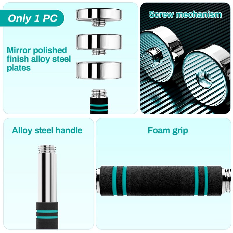 LIFERUN 15lb Single Steel Adjustable Dumbbell, Free Weights Dumbbells Set, Non-Slip and Comfortable Foam Handle, Adjustable Dumbbells Weights Set for Home Gym Office Exercise