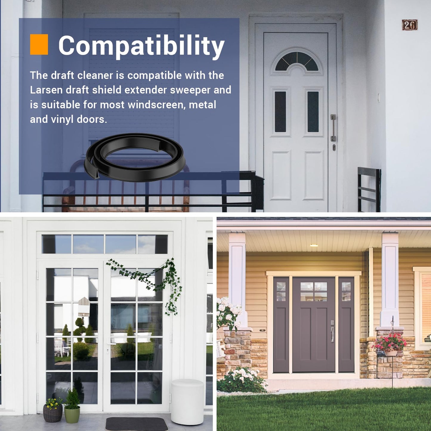 Storm Door Sweep Replacement for Larson & Pella Storm Door Expander Sweep, CH9030501 Sweep for Vinyl and Metal Door Sweep Assembly - Style 1 (2 Pack)