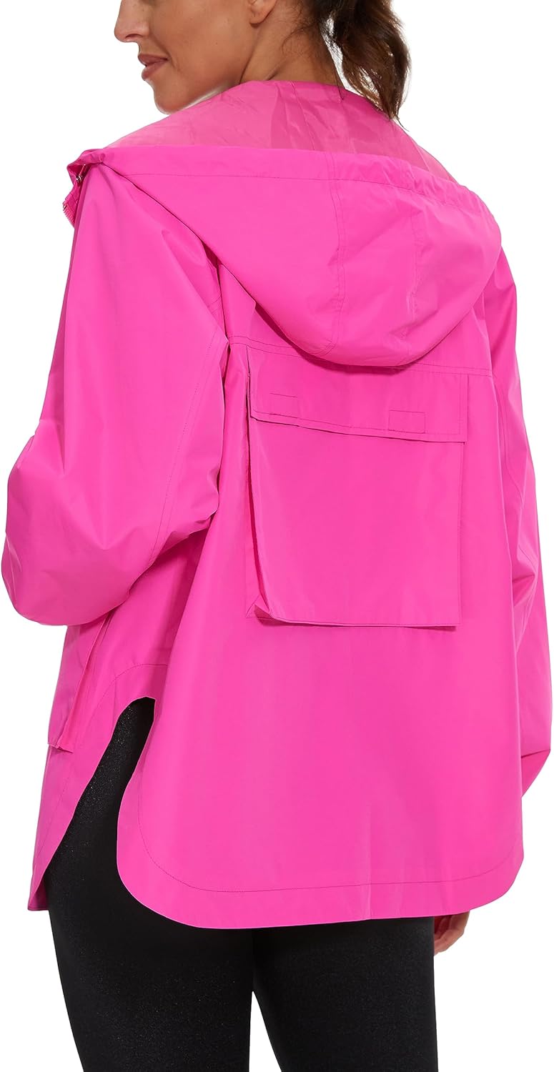 PESION Women's Waterproof Raincoat - Lightweight Hooded Windbreaker Jacket with Pockets | Ideal for Outdoor Use