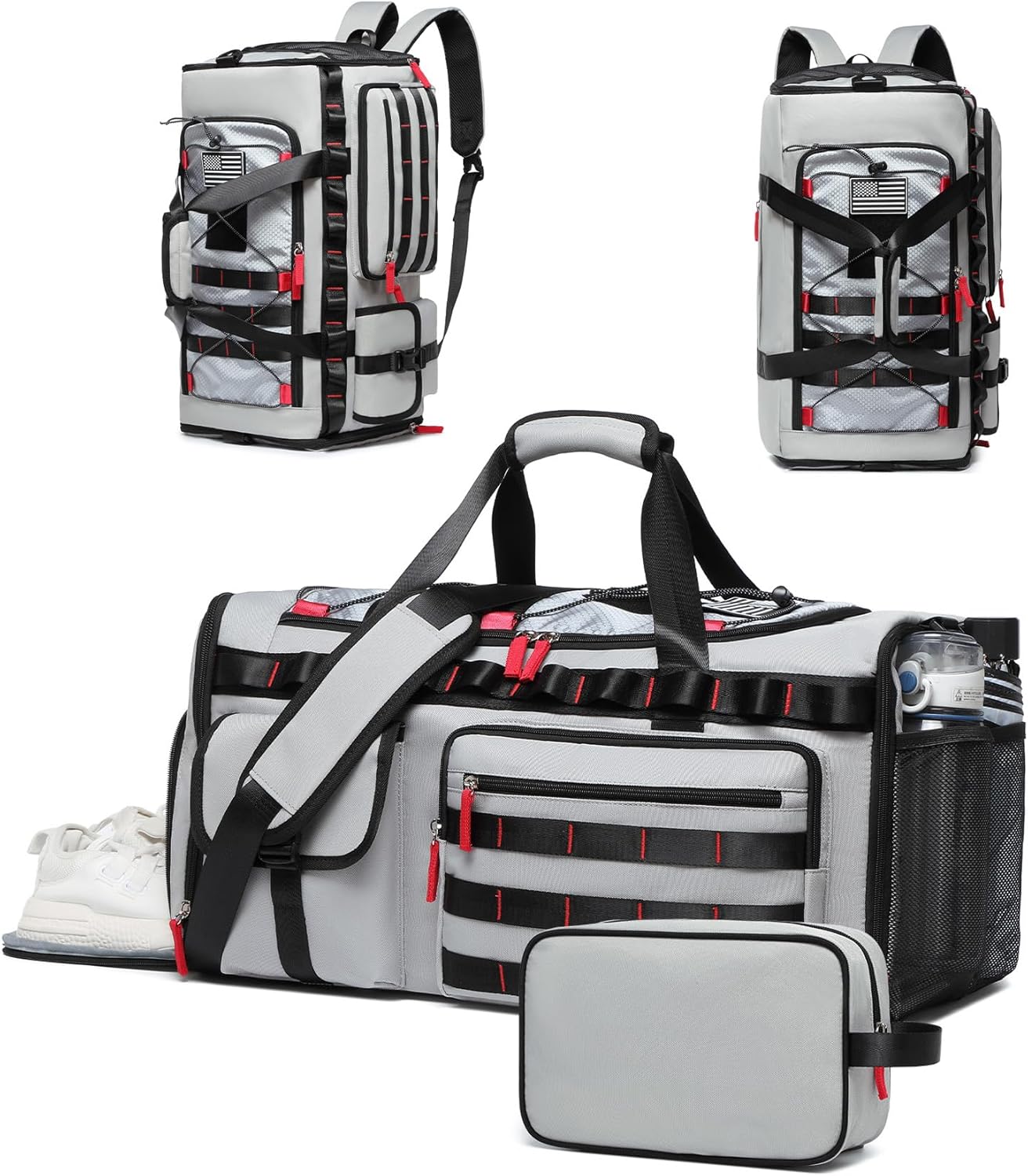 MCBD 45L Gym Bag | Versatile Duffle Sports Backpack with Shoe & Laptop Compartment - Grey