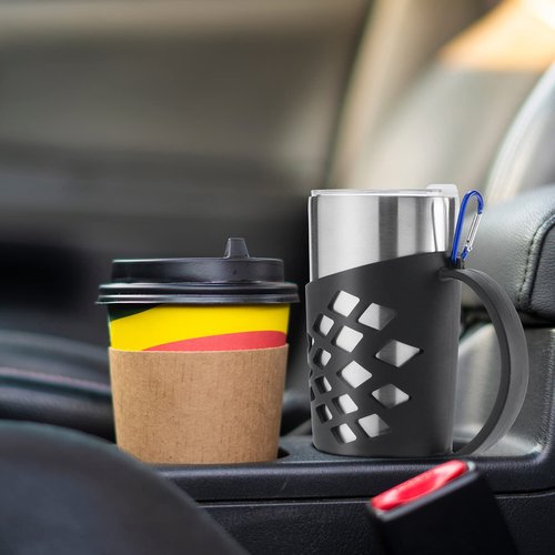 Silicone Sleeve Holder Grip for 20 oz Tumblers, Rambler Handler for 20 oz Tumbler Vacuum Insulated Coffee Mugs Silicone Grip Protective Sleeve Cover With Handle-Black