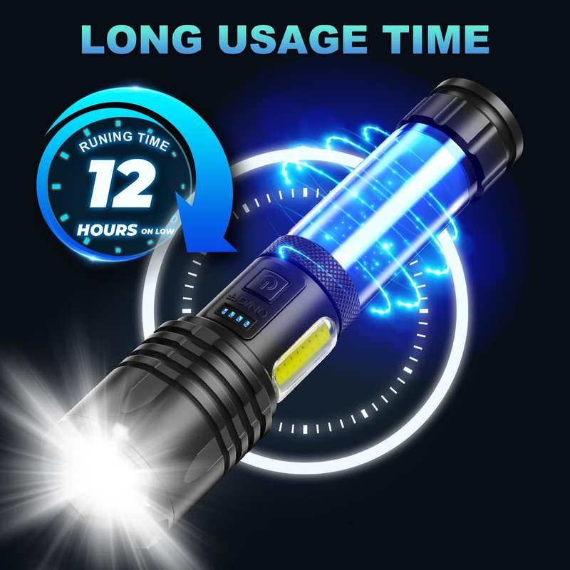 SKNSL Rechargeable LED Flashlights High Lumen,99,000 Lumens Super Bright Flashlight,Powerful Flash Light 5 Modes for Outdoor Emergency Hiking Camping