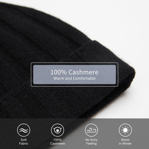EURKEA 100% Pure Cashmere Winter Beanie Skullies Cap for Men, Soft Warm Lightweight Beanie