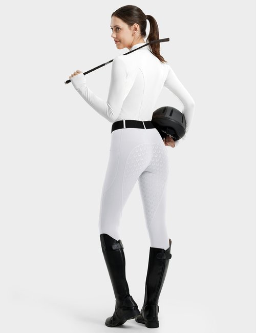 FitsT4 Sports Women's Full Seat Riding Tights Active Silicon Grip Horse Riding Tights Equestrian Breeches White Size S