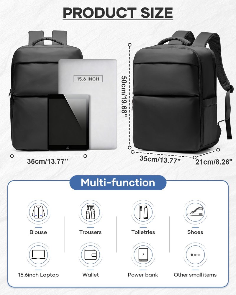 bergsalz Vacuum Backpack Travel With Pump,Mochila De Viaje Compresion Al Vacio,Personal Item Travel Backpack With Vacuum System,Large Carry On Vacpack Backpacks For Women Men,Black