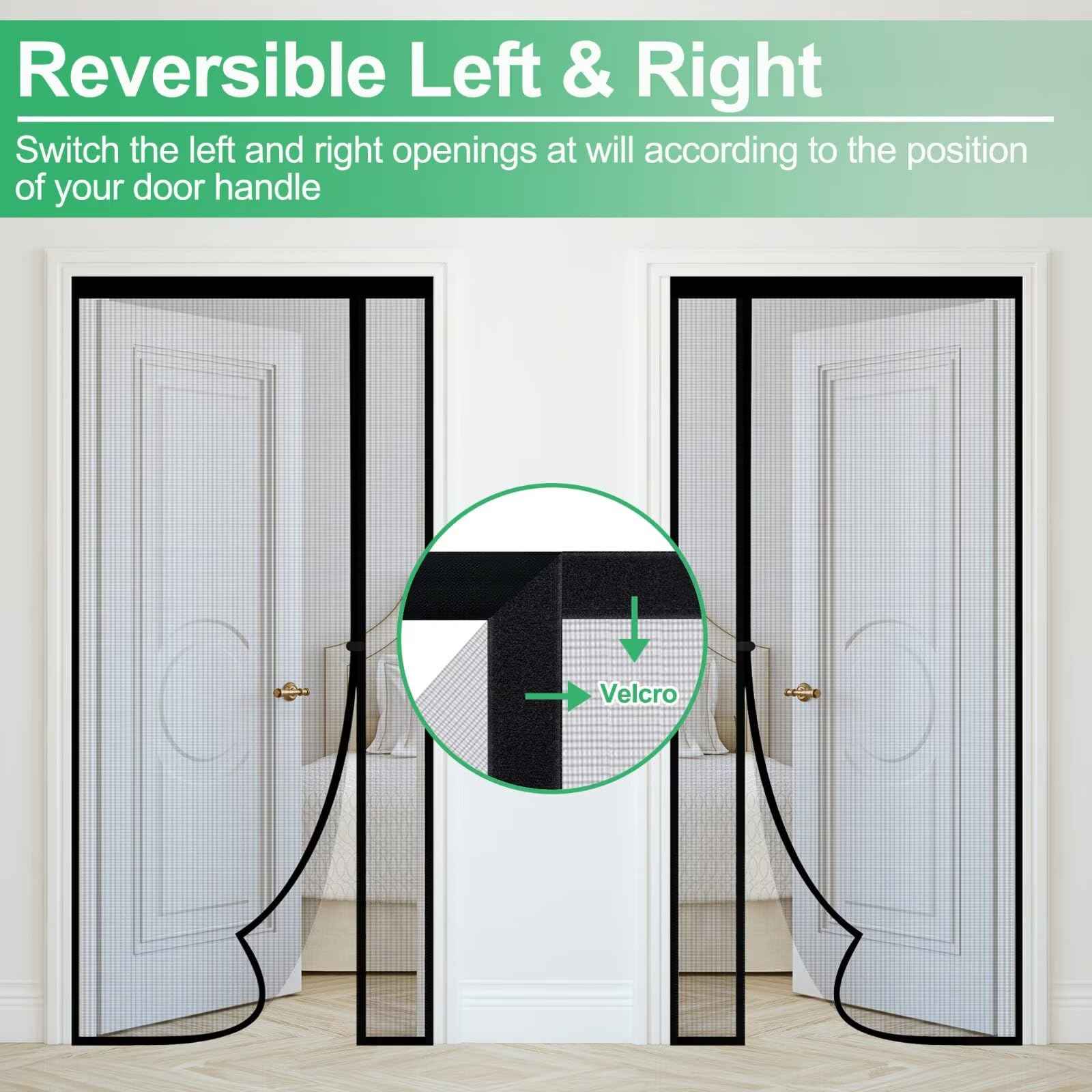 RELIANCER Fiberglass Magnetic Door Screen,Fit Doors Size 30"x78",Auto Close Screen Door Mesh w/Magnets,Left Right Side Opening,Patio Doorway Net Screens,Self-Closing Doors Cover,Doorway Curtain Mesh