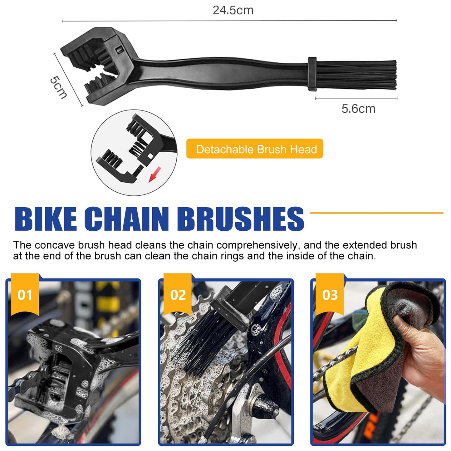 WEIDMAX 7 in 1 Bike Chain Cleaning Kit, Bike Chain Cleaner includes 350ml Degreaser Spray, 100ml Chain Lube, 4 Brushes & Towel, Bicycle Chain Cleaner for MTB/Road Bicycle