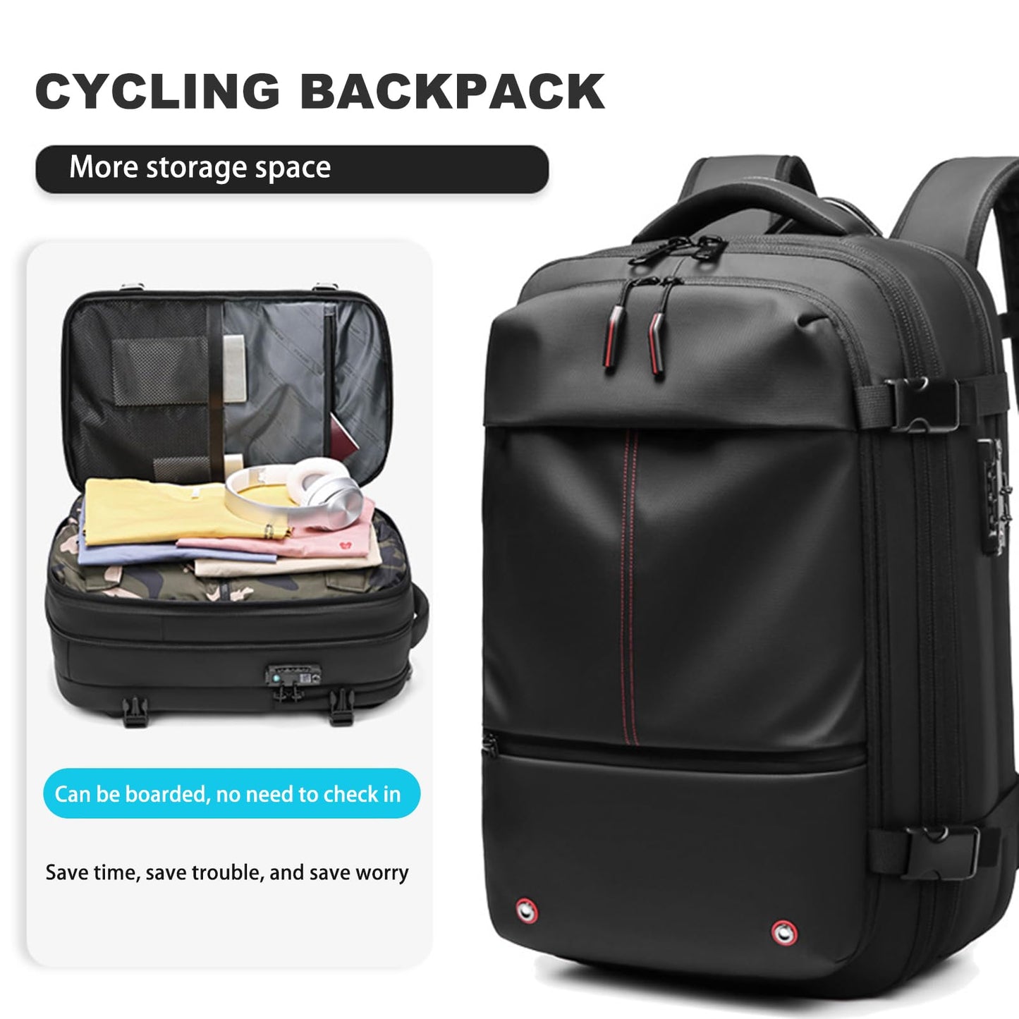 Vacuum Vacpack Backpack for Travel with Pump (Black)