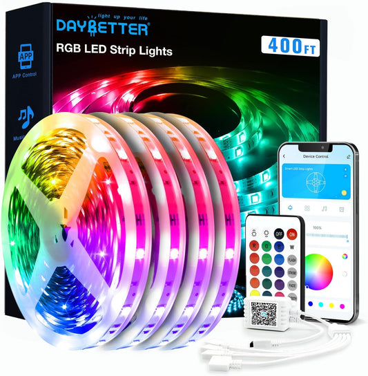 DAYBETTER 400ft LED Strip Lights - Color Changing RGB for Bedroom & Indoor Decor with Remote