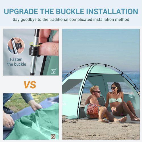 Elegear CumbreX™ Beach Tent - Portable Sun Shelter for 4-5 People | Easy Setup, UPF 50+ UV Protection - Green