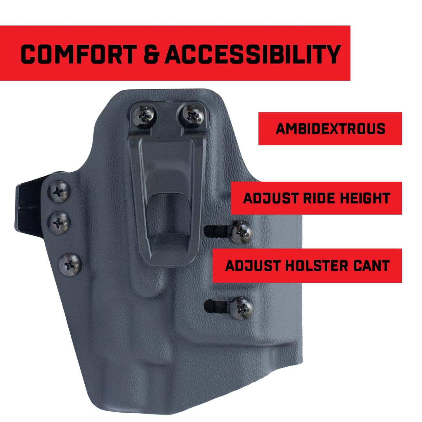 Crucial Concealment® - Ambidextrous Universal Light Holster for TLR-1/TLR-1 HL | Concealment Holster with Light | Adjustable Retention | IWB Holster Clip