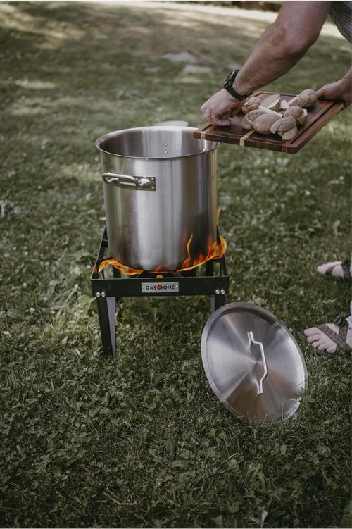 GasOne B-5200KA Outdoor Cooker with High Pressure Steel Braided Hose Propane Burner Camp Stove